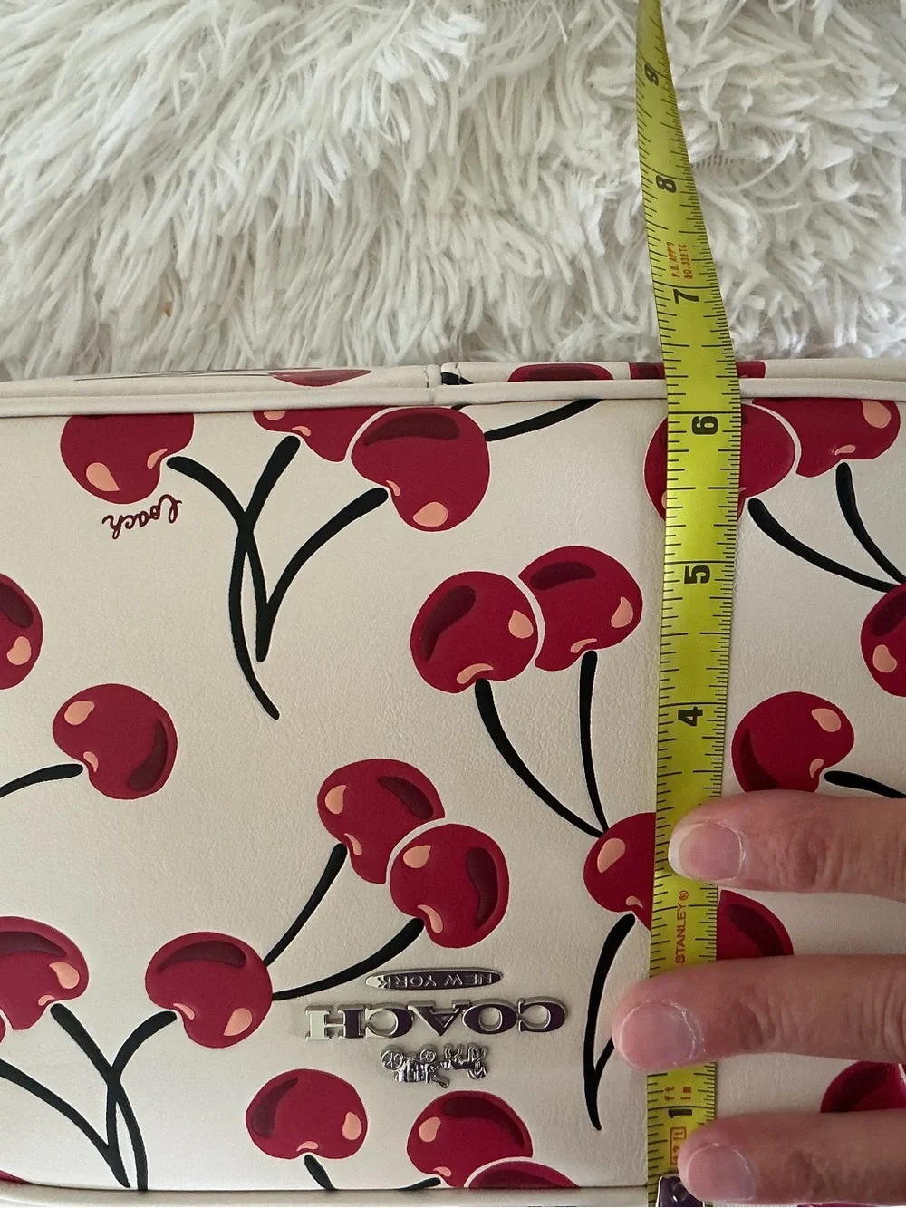 Coach Cherry Print Camera Crossbody Bag in White